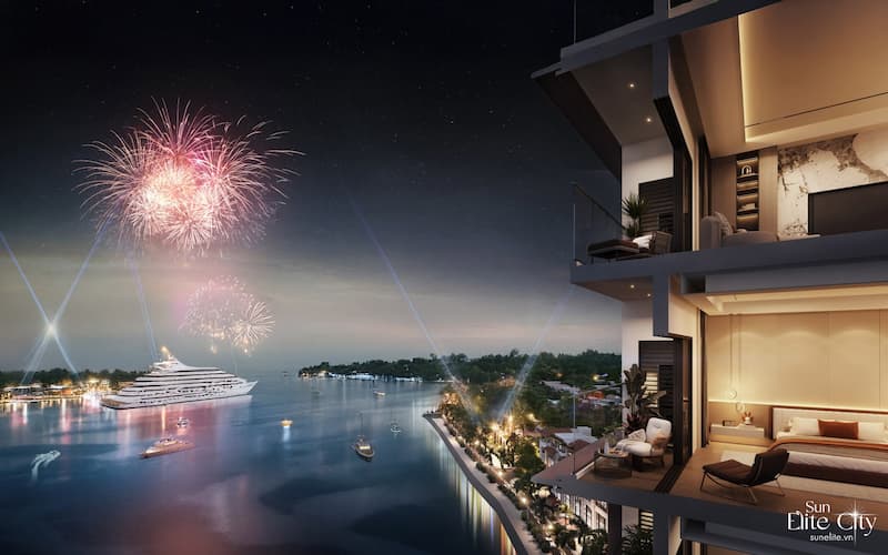 Ngắm pháo hoa từ ban công căn hộ Sun Elite City Hạ Long